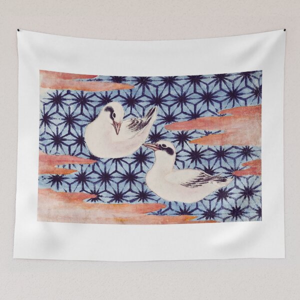 Item preview, Japanese White Birds and Geometric Pattern - Vintage Ukiyo-e Art designed and sold by Open Canvas.