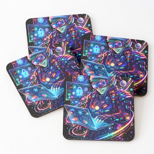 Item preview, Cyber Elf RGB Hacker | Futuristic Christmas Tech Assistant Art designed and sold by SoulenCify.