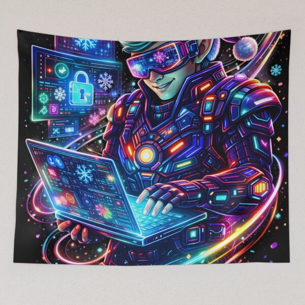 Item preview, Cyber Elf RGB Hacker | Futuristic Christmas Tech Assistant Art designed and sold by SoulenCify.