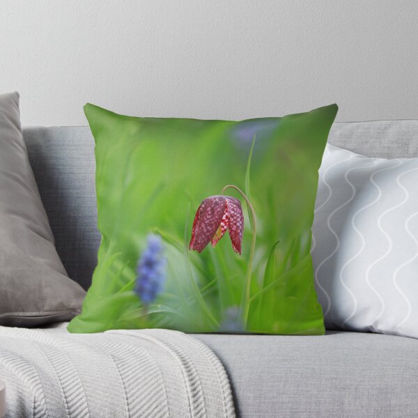 Snakes head fritillary looking blooming marvelous Throw Pillow
