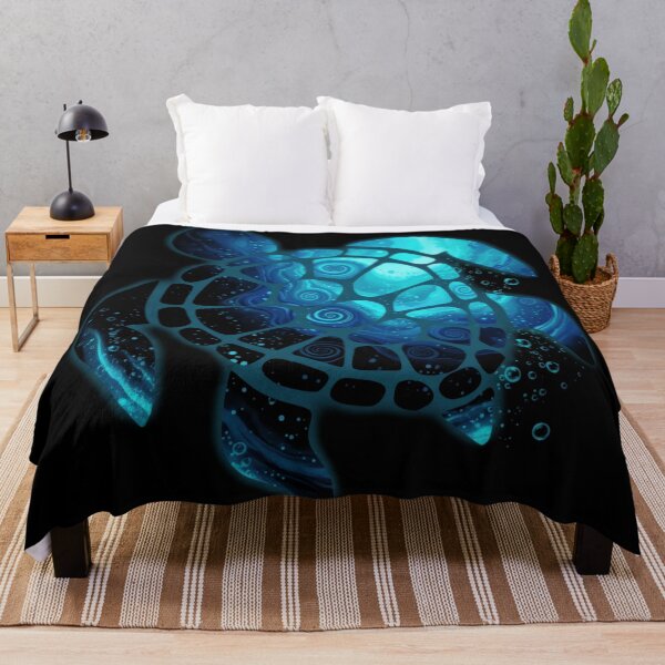 Item preview, Glowing Blue Bioluminescent Sea Turtle with Cosmic Shell Pattern designed and sold by zoughlal.