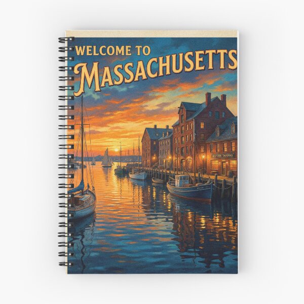 Item preview, Vintage Boston Harbor Sunset Travel Poster Massachusetts Bar Art designed and sold by Cozy-Old-Pub.