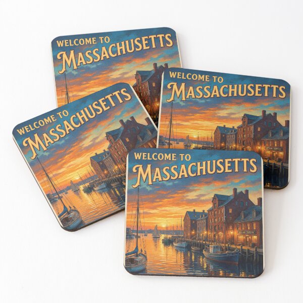 Item preview, Vintage Boston Harbor Sunset Travel Poster Massachusetts Bar Art designed and sold by Cozy-Old-Pub.
