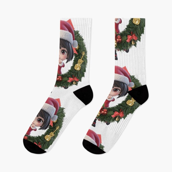 Item preview, Cute anime Santa Claus girl in the center of Christmas wreaths. designed and sold by PhotoSticker-YY.