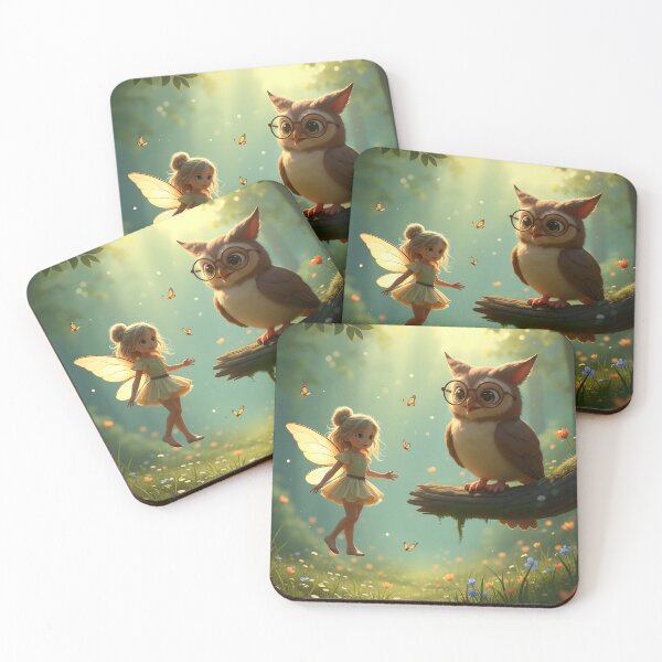 Item preview, Fiona Fairy and Oliver Owl in a magical forest. designed and sold by Running-Duck.