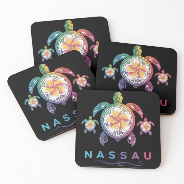 Item preview, Tropical Sea Turtle Family with Plumeria Flowers Nassau Design designed and sold by zoughlal.