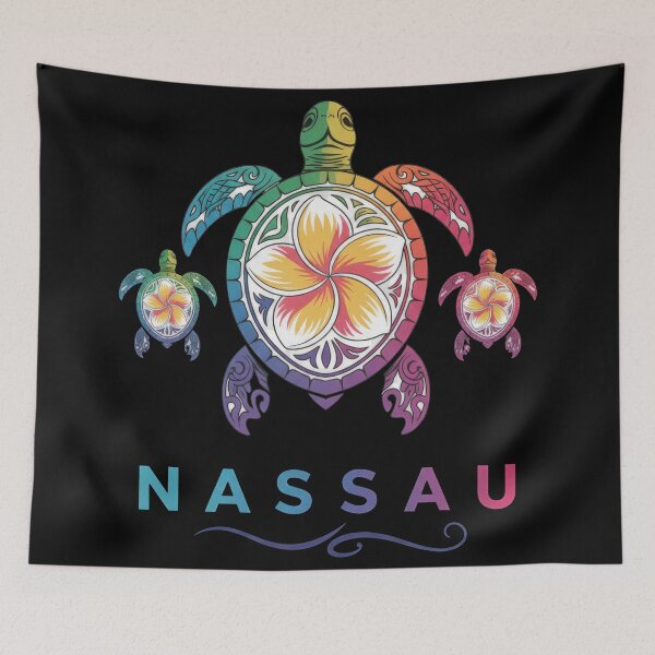 Item preview, Tropical Sea Turtle Family with Plumeria Flowers Nassau Design designed and sold by zoughlal.