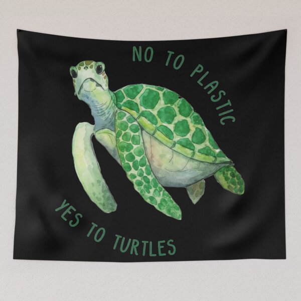Item preview, Environmental Conservation Sea Turtle with No Plastic Message designed and sold by zoughlal.