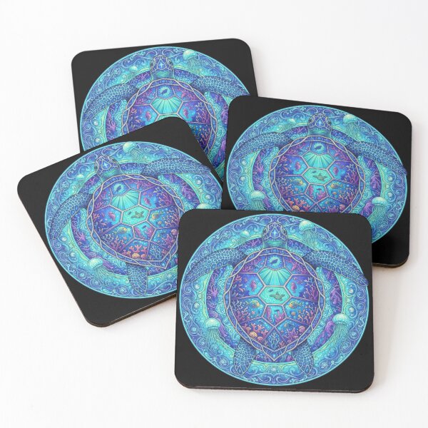 Item preview, Tropical Ocean Mandala with Sea Turtle and Plumeria Flowers designed and sold by zoughlal.