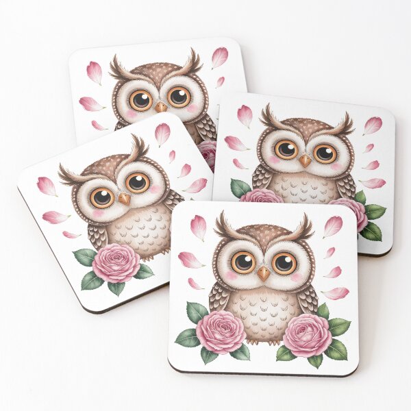 Item preview, Cute Owl with Pink Roses designed and sold by jkrphoto.