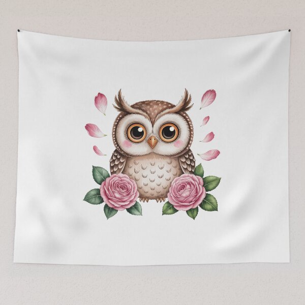 Item preview, Cute Owl with Pink Roses designed and sold by jkrphoto.