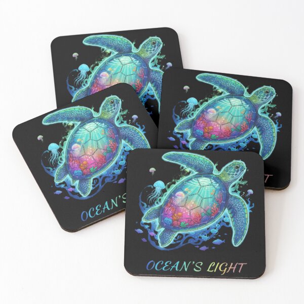 Item preview, Luminous Sea Turtle with Vibrant Coral Reef Shell Glow Art designed and sold by zoughlal.
