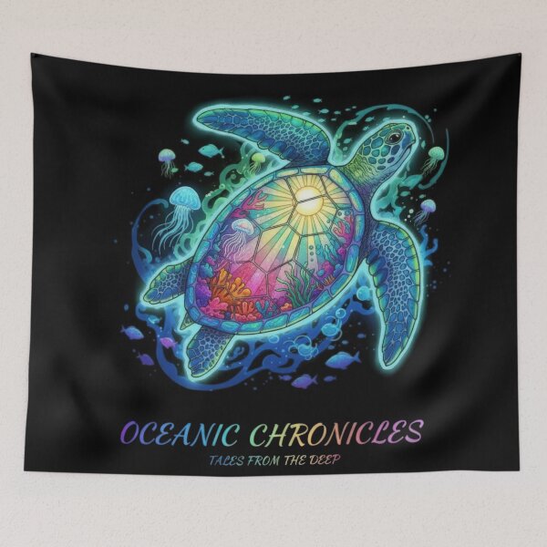 Item preview, Radiant Rainbow Sea Turtle with Sunset Ocean Ecosystem Shell designed and sold by zoughlal.