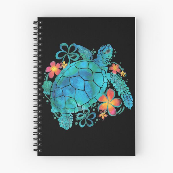Item preview, Turquoise Watercolor Sea Turtle with Tropical Hibiscus Flowers designed and sold by zoughlal.