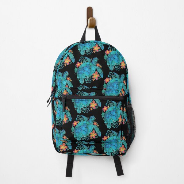 Item preview, Turquoise Watercolor Sea Turtle with Tropical Hibiscus Flowers designed and sold by zoughlal.