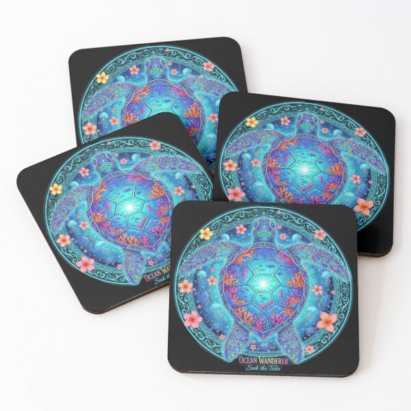 Item preview, Ocean Wanderer Sea Turtle Mandala with Marine Life and Flowers designed and sold by zoughlal.