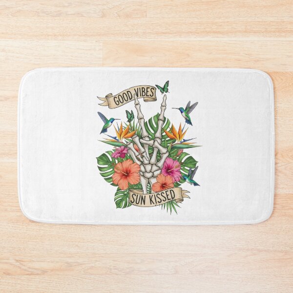 Item preview, "Good Vibes Sun Kissed" Tropical Skeleton Peace Sign – Paradise Positivity Art designed and sold by Luminari Creations.