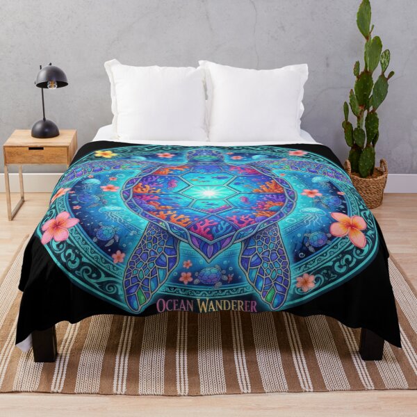 Item preview, Ocean Wanderer Sea Turtle Mandala with Marine Life and Flowers designed and sold by zoughlal.