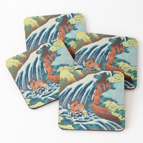 Item preview, Yoshitsune Horse Washing Falls - Vintage Japanese Landscape Print designed and sold by Open Canvas.