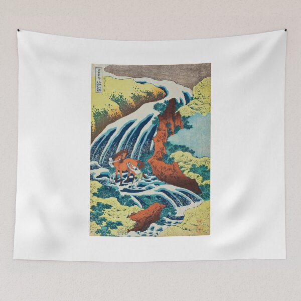 Item preview, Yoshitsune Horse Washing Falls - Vintage Japanese Landscape Print designed and sold by Open Canvas.