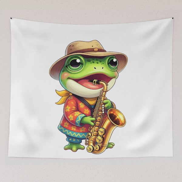 Item preview, Aesthetic Frog Playing Saxophone designed and sold by Rostislav Bouda.
