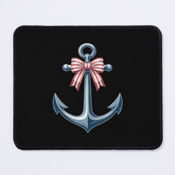 Item preview, Anchor With Red Striped Bow Nautical designed and sold by Shannon Bosley.