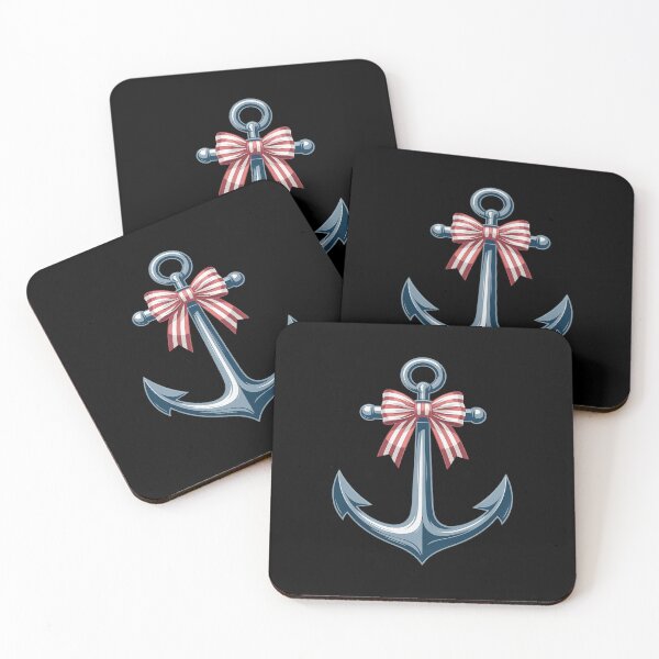 Item preview, Anchor With Red Striped Bow Nautical designed and sold by Shannon Bosley.