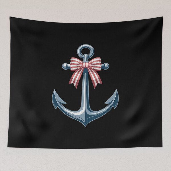 Item preview, Anchor With Red Striped Bow Nautical designed and sold by Shannon Bosley.