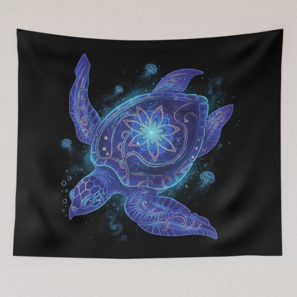 Item preview,  Ornate Sea Turtle with Floral Mandala Shell Cosmic Ocean Art designed and sold by zoughlal.