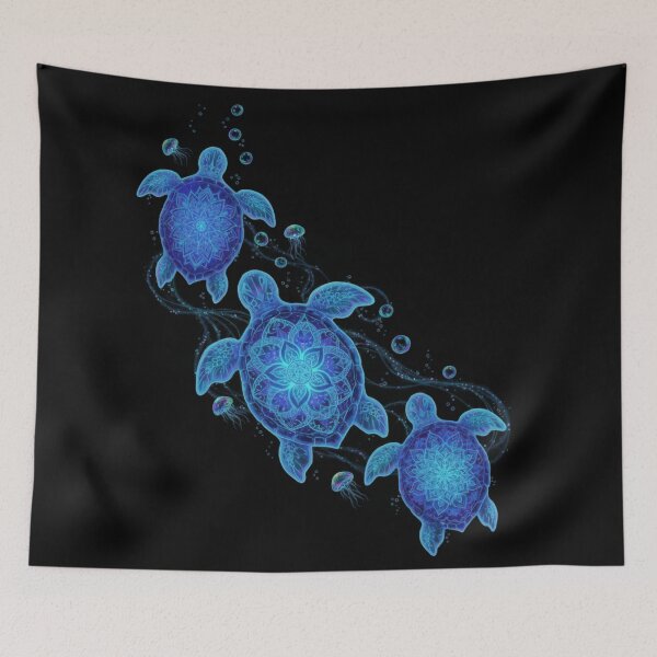 Item preview,  Three Blue Sea Turtles Swimming Underwater Mandala Shell Art designed and sold by zoughlal.