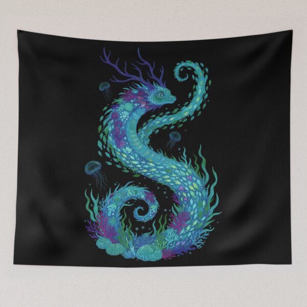 Item preview,  Sea Dragon with Coral Antlers Ocean Fantasy Creature Watercolor Art designed and sold by zoughlal.