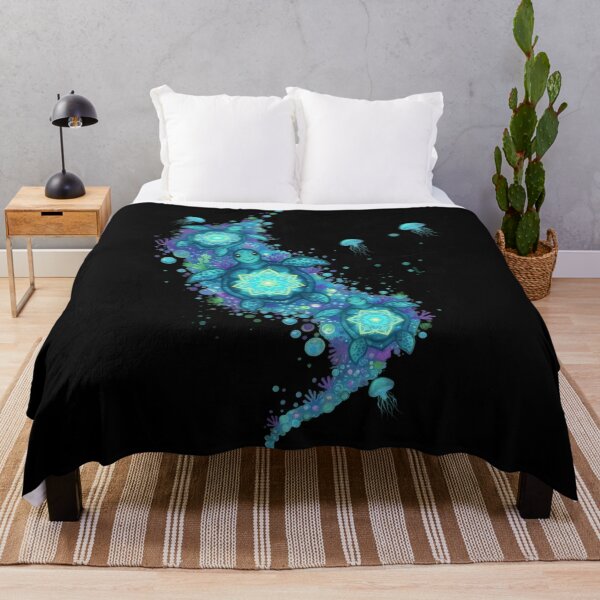 Item preview, Sea Turtles Jellyfish Coral Reef Ocean Paradise Watercolor Illustration designed and sold by zoughlal.
