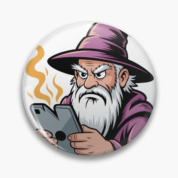 Item preview, Funny Grumpy Wizard Holding Broken Tablet Vector Illustration Graphic designed and sold by DiNata.