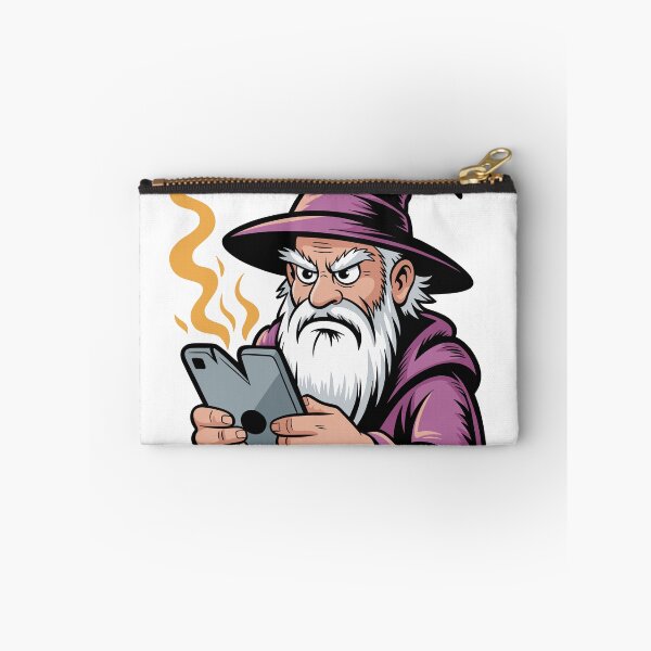 Item preview, Funny Grumpy Wizard Holding Broken Tablet Vector Illustration Graphic designed and sold by DiNata.