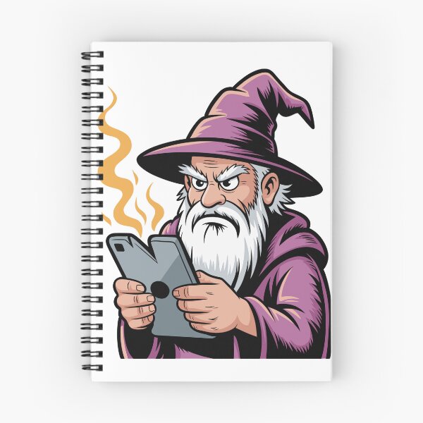 Item preview, Funny Grumpy Wizard Holding Broken Tablet Vector Illustration Graphic designed and sold by DiNata.