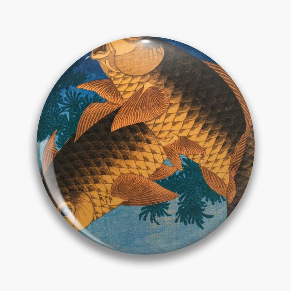 Item preview, Swimming Carp and Water Weeds - Vintage Japanese Fan Print designed and sold by Open Canvas.