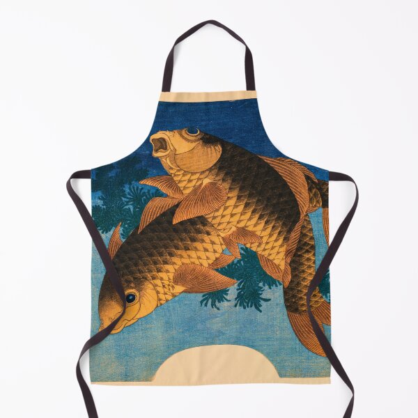 Item preview, Swimming Carp and Water Weeds - Vintage Japanese Fan Print designed and sold by Open Canvas.