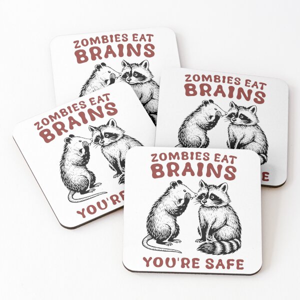Item preview, Zombies Eat Brains You're Safe - Funny Raccoon & Opossum designed and sold by JossDesign15.