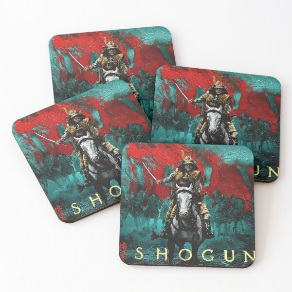Item preview, Feudal Japanese Samurai Horse Art | Golden Shogun General Painting | Teal and Red Warrior Poster designed and sold by Art's Diner.