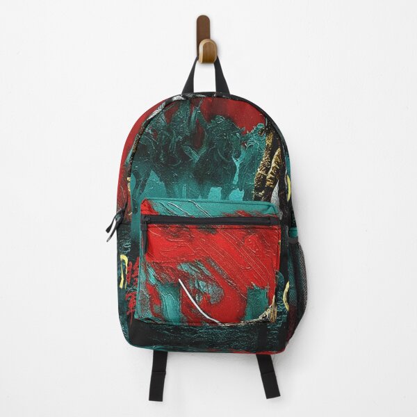 Item preview, Feudal Japanese Samurai Horse Art | Golden Shogun General Painting | Teal and Red Warrior Poster designed and sold by Art's Diner.