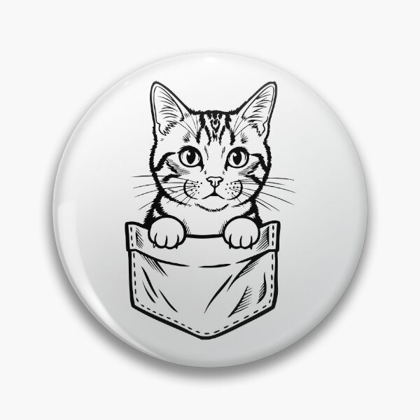 Item preview, Tabby Cat Peeking from Pocket in Line Art Style designed and sold by AnnArtshock.