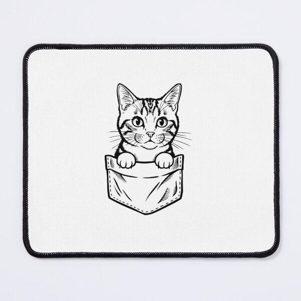 Item preview, Tabby Cat Peeking from Pocket in Line Art Style designed and sold by AnnArtshock.