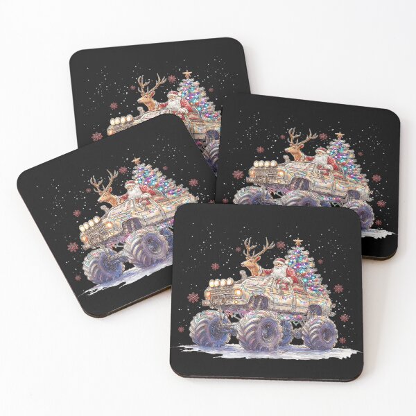 Item preview, Santa Claus Driving Monster Truck With Reindeer And Decorated Christmas Tree designed and sold by HuserPiri.