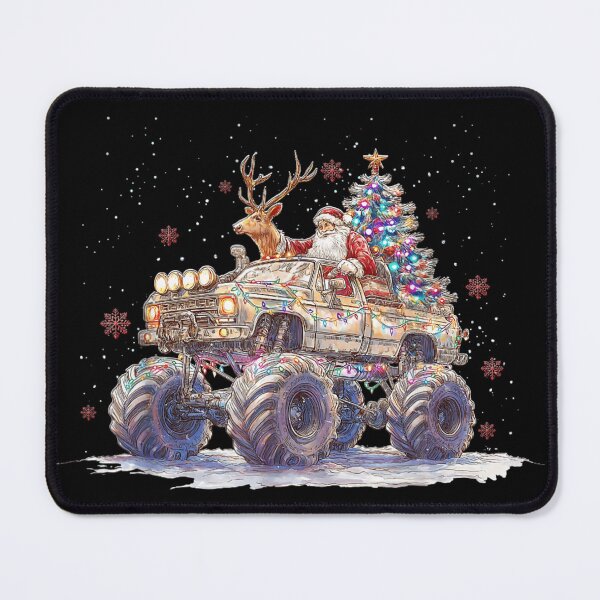 Item preview, Santa Claus Driving Monster Truck With Reindeer And Decorated Christmas Tree designed and sold by HuserPiri.
