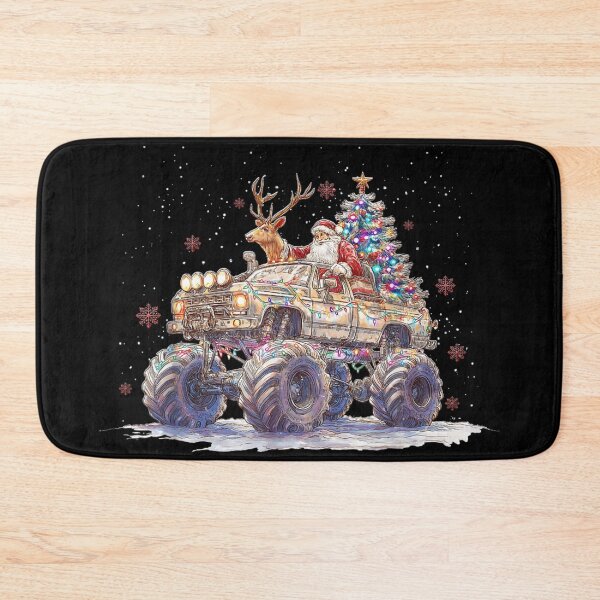 Item preview, Santa Claus Driving Monster Truck With Reindeer And Decorated Christmas Tree designed and sold by HuserPiri.