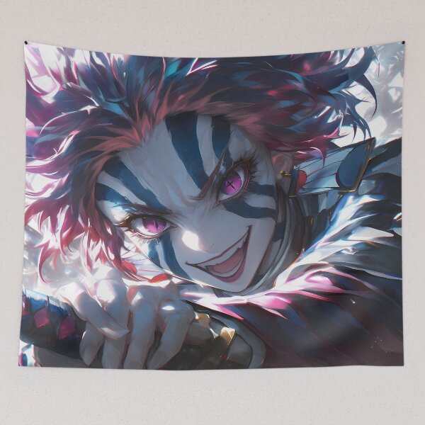 Item preview, Akaza Demon Slayer Anime Demonic Striped Fury Unleashed designed and sold by thedarvills.