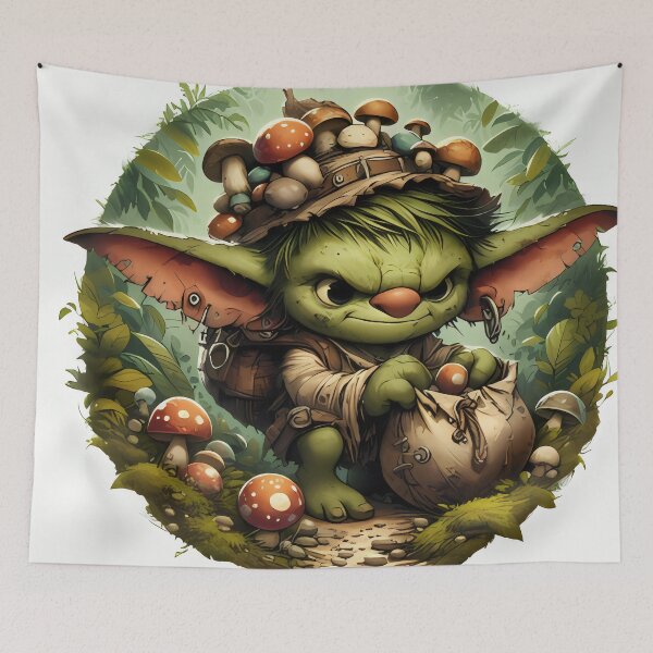 Item preview, The Grumpy Goblin Mushroom Guardian designed and sold by The Glitch Garden.