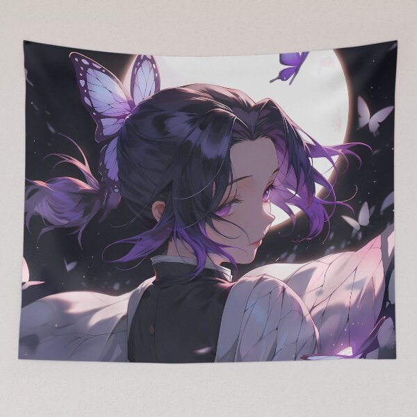 Item preview, Shinobu Kocho Demon Slayer Anime Girl Moonlight Butterflies designed and sold by thedarvills.