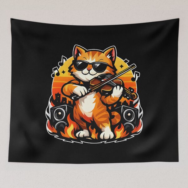 Item preview, cat and violin designed and sold by ZuToMi.