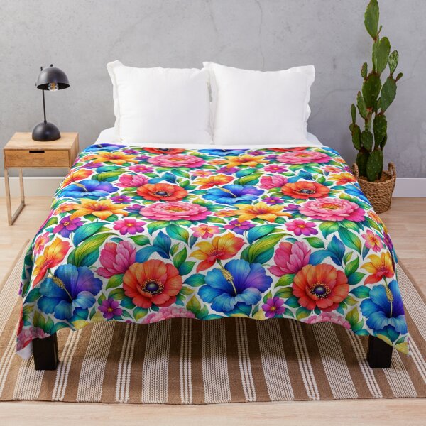 Item preview, Wild Spectrum Blooms – Vibrant Colorful Floral Pattern designed and sold by Velavue .